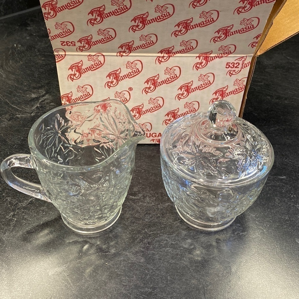 Vtg Princess House Crystal Sugar & Creamer Set New